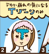 ②テカリ・崩れの気になるTゾーンのみ